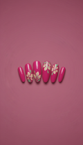 Fuchsia Blaze floral gel manicure