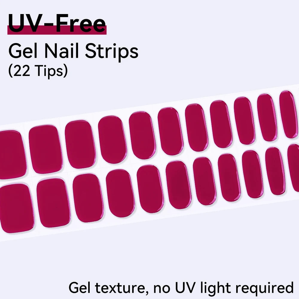 UV Free Gel Nail Strips-22 tips French Ombre Cute Kitty Print Floral HEMA-Free & TPO-Free Press-on Nail Decal - No-Lamp Required