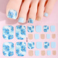 22Tips Pink Flowers Toenail Polish Sticker Summer Floral Baking Free Toe Nail Strips Full Cover DIY Foot Decoration Stickers