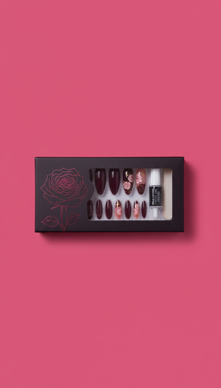 Black Cherry noir rose press-on kit