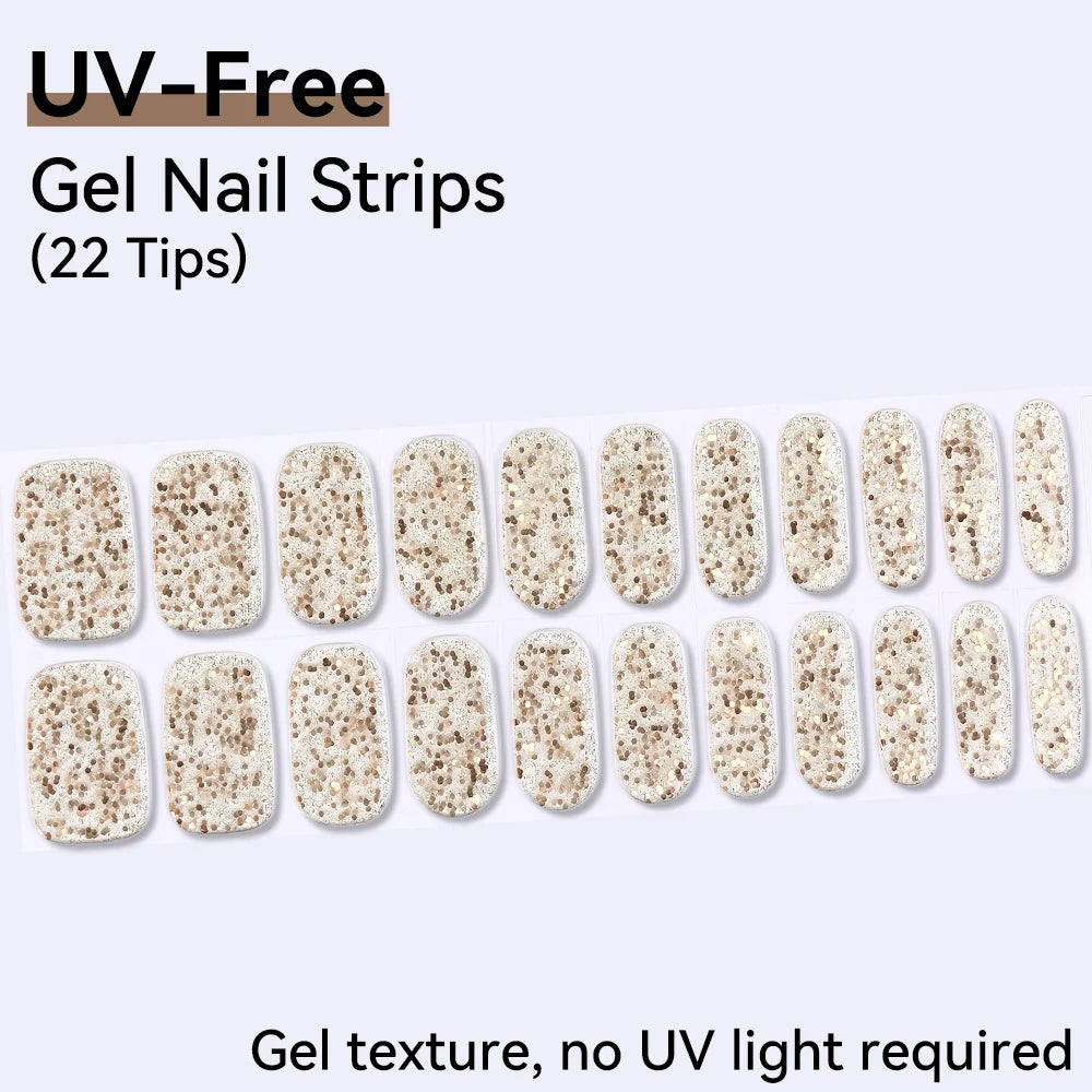 UV Free Gel Nail Strips-22 tips French Ombre Cute Kitty Print Floral HEMA-Free & TPO-Free Press-on Nail Decal - No-Lamp Required