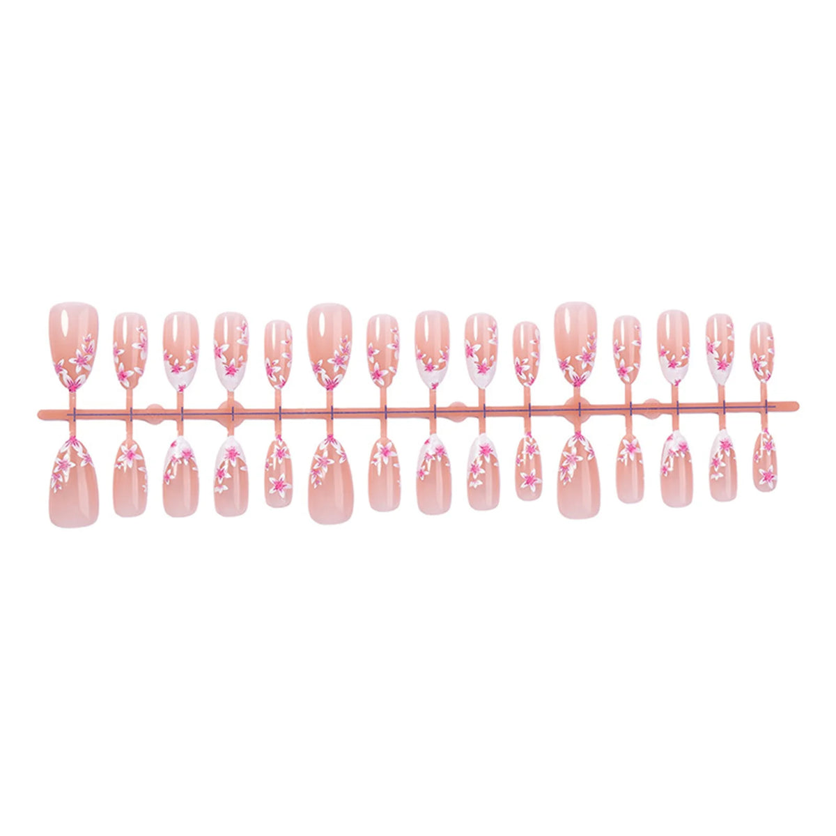 30pcs Press On Nails Sakura Gradient Almond False Nails Tips Press on Fake Nails Removable Fake Nails Acrylic Manicure Nail Tips