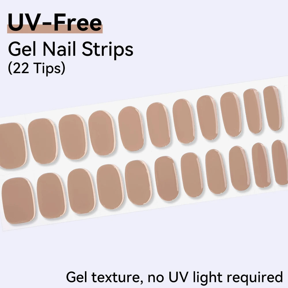 UV Free Gel Nail Strips-22 tips French Ombre Cute Kitty Print Floral HEMA-Free & TPO-Free Press-on Nail Decal - No-Lamp Required