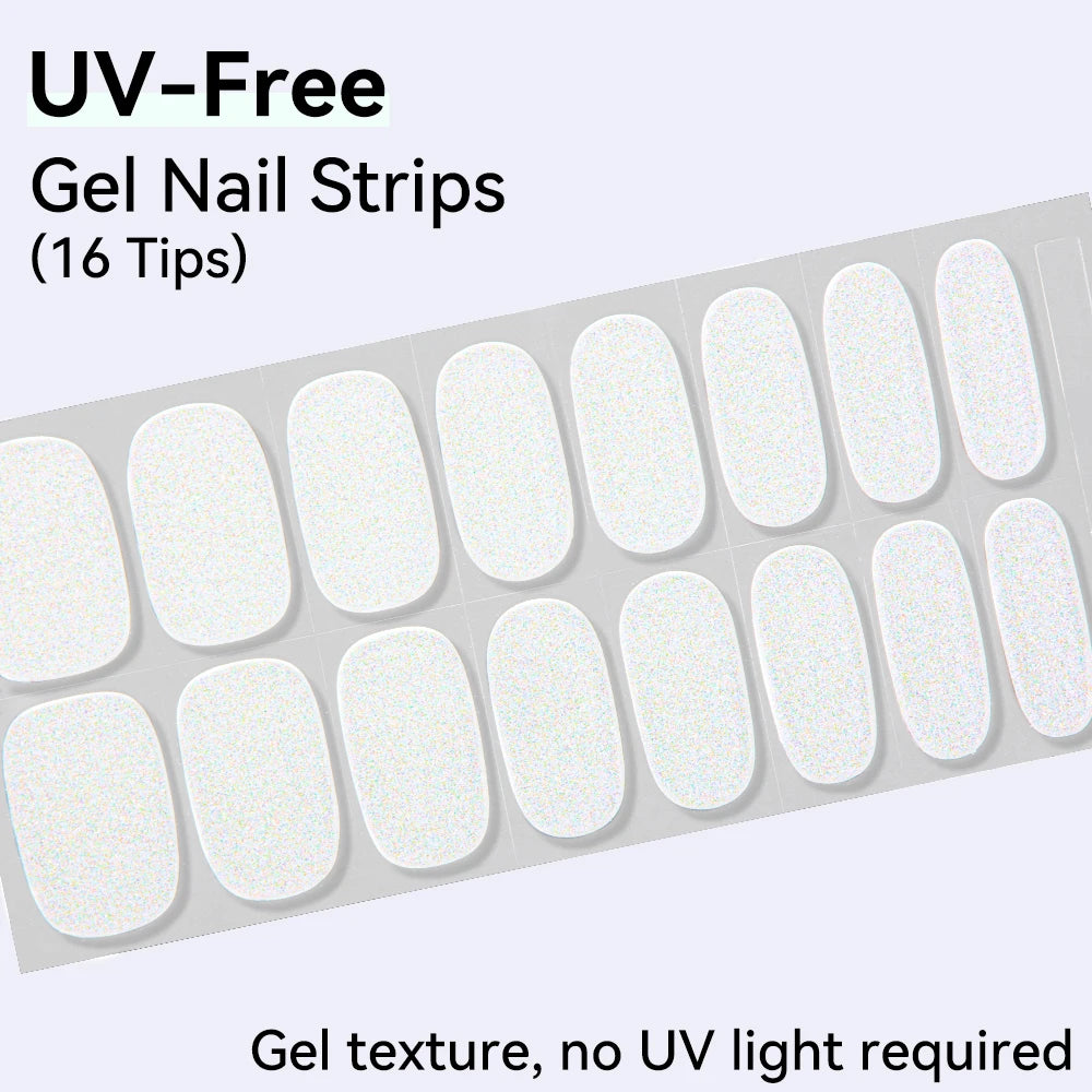Long-Lasting Gel Nail Strips — Full Cover Color Nail Wraps, 16 Tips