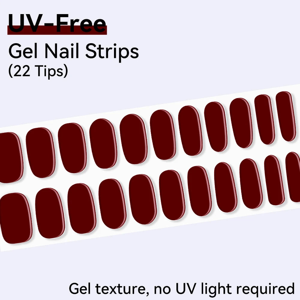 UV Free Gel Nail Strips-22 tips French Ombre Cute Kitty Print Floral HEMA-Free & TPO-Free Press-on Nail Decal - No-Lamp Required