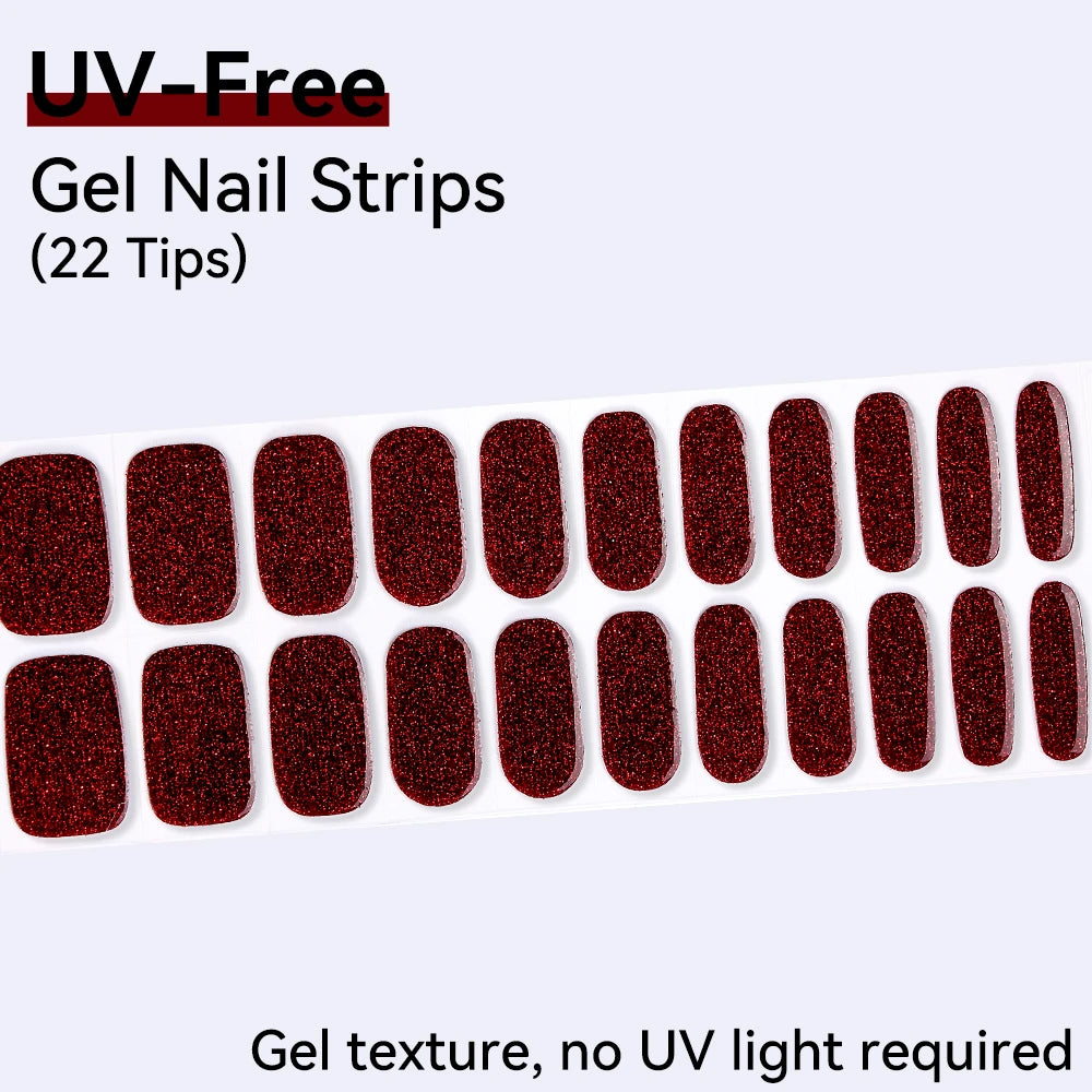 UV Free Gel Nail Strips-22 tips French Ombre Cute Kitty Print Floral HEMA-Free & TPO-Free Press-on Nail Decal - No-Lamp Required