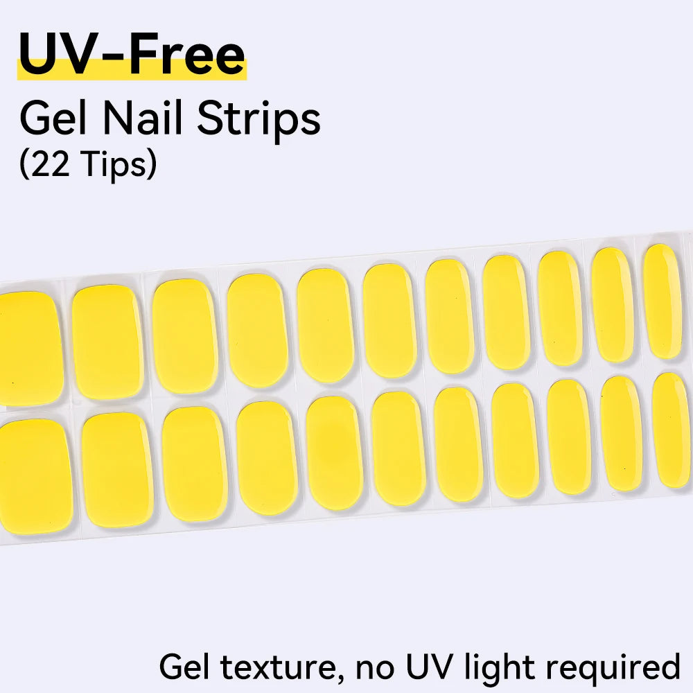 UV Free Gel Nail Strips-22 tips French Ombre Cute Kitty Print Floral HEMA-Free & TPO-Free Press-on Nail Decal - No-Lamp Required