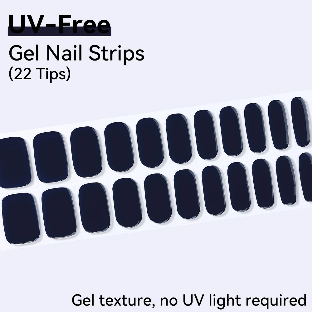 UV Free Gel Nail Strips-22 tips French Ombre Cute Kitty Print Floral HEMA-Free & TPO-Free Press-on Nail Decal - No-Lamp Required