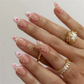 30pcs Press On Nails Sakura Gradient Almond False Nails Tips Press on Fake Nails Removable Fake Nails Acrylic Manicure Nail Tips