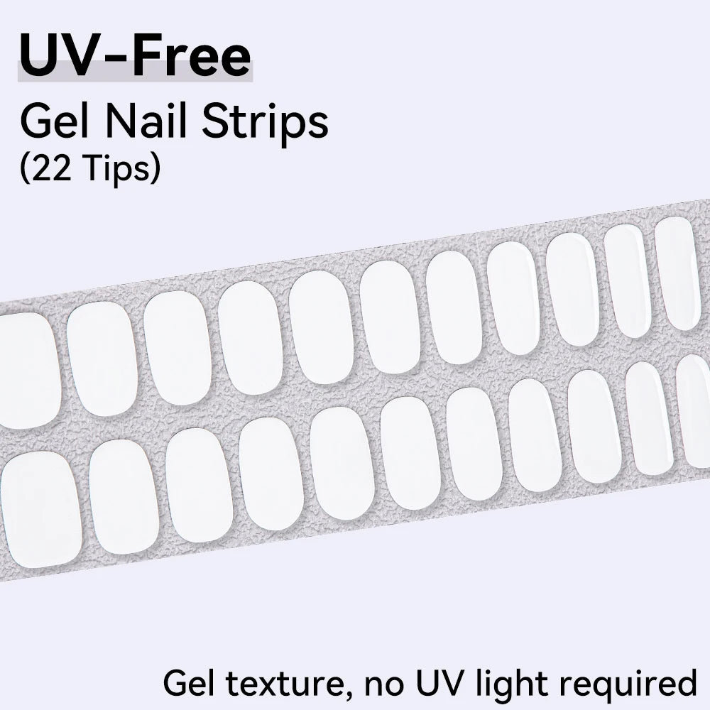 UV Free Gel Nail Strips-22 tips French Ombre Cute Kitty Print Floral HEMA-Free & TPO-Free Press-on Nail Decal - No-Lamp Required