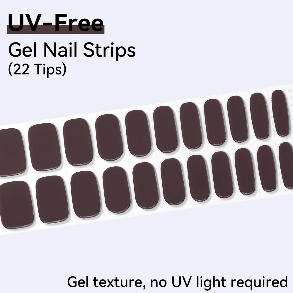UV Free Gel Nail Strips-22 tips French Ombre Cute Kitty Print Floral HEMA-Free & TPO-Free Press-on Nail Decal - No-Lamp Required