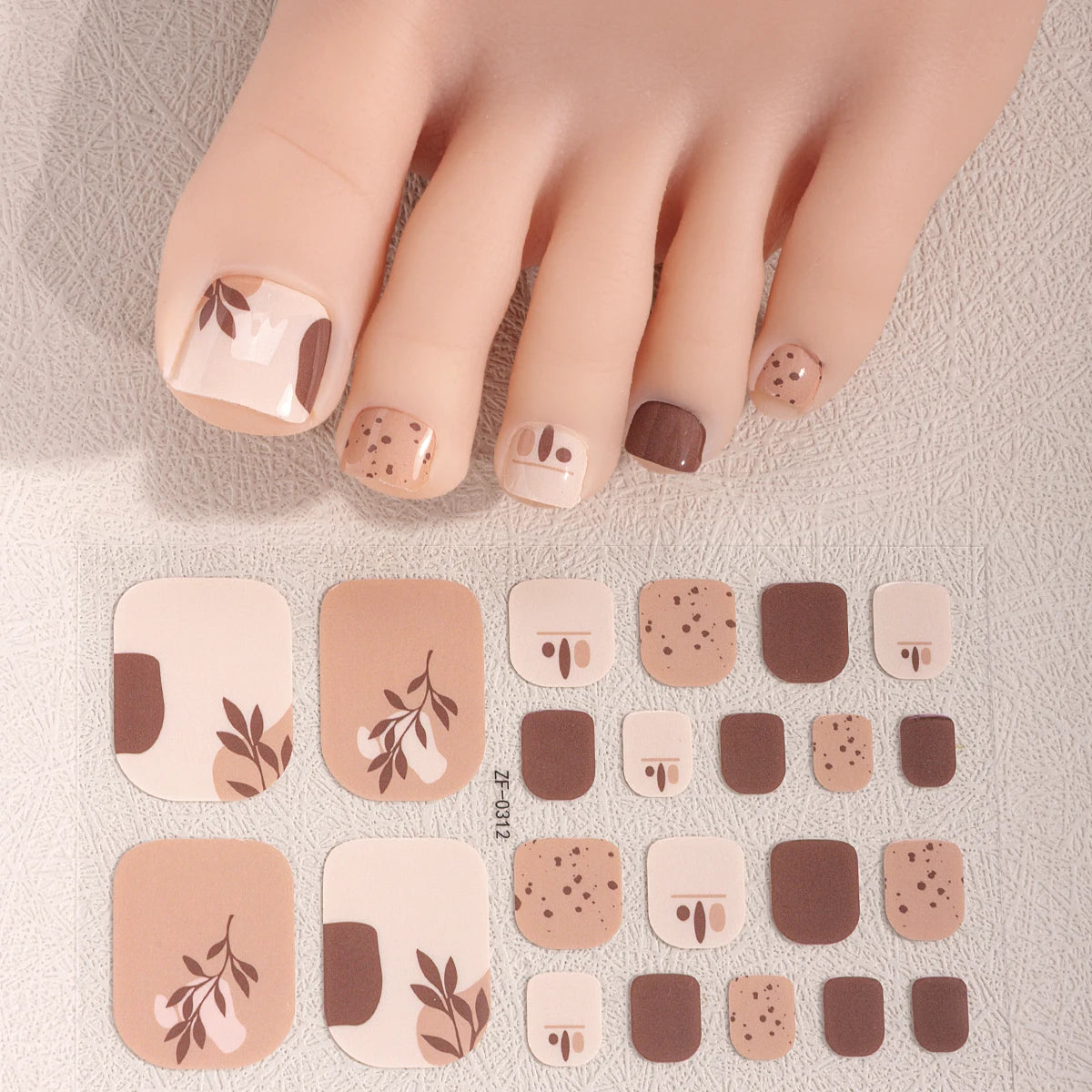 22Tips Pink Flowers Toenail Polish Sticker Summer Floral Baking Free Toe Nail Strips Full Cover DIY Foot Decoration Stickers