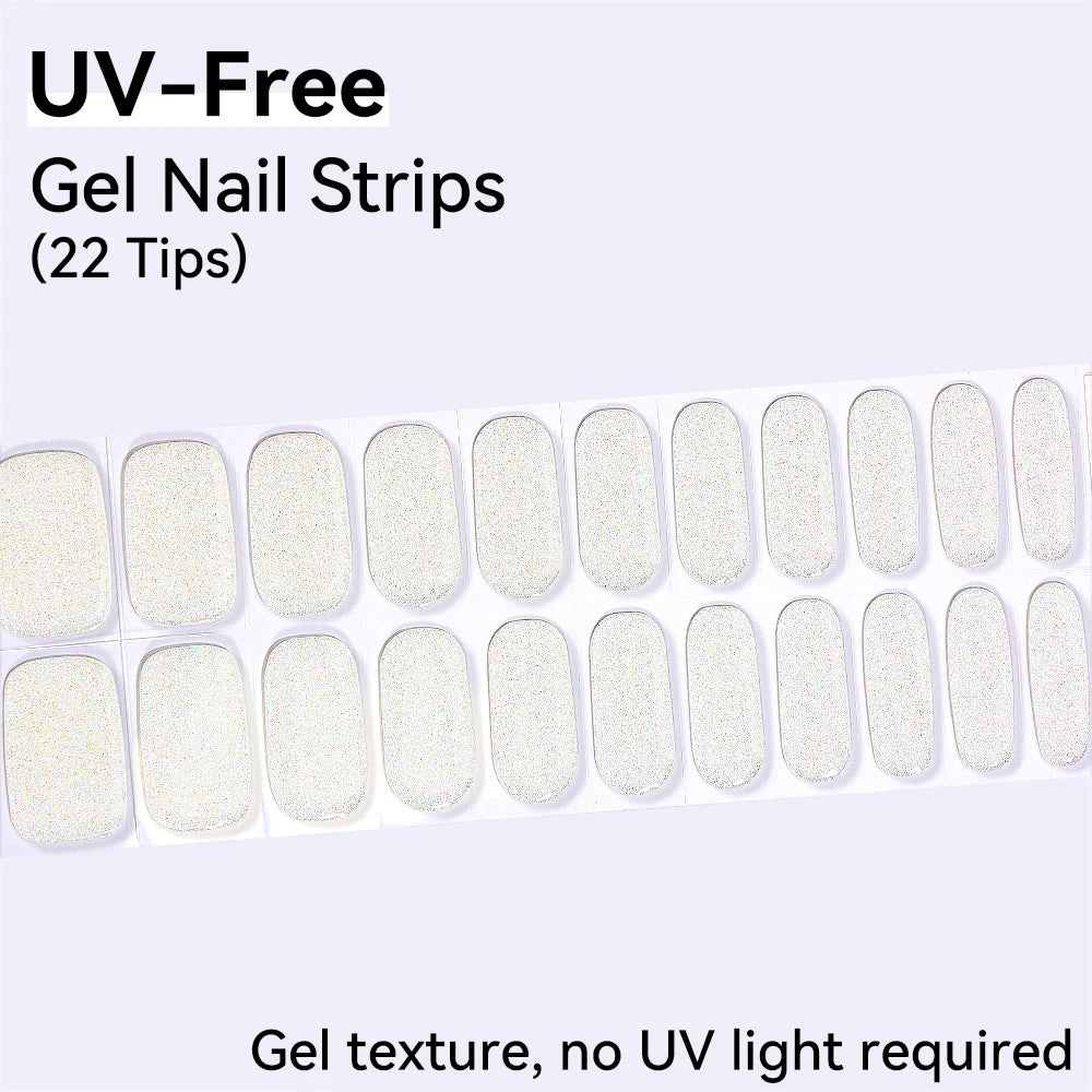 UV Free Gel Nail Strips-22 tips French Ombre Cute Kitty Print Floral HEMA-Free & TPO-Free Press-on Nail Decal - No-Lamp Required