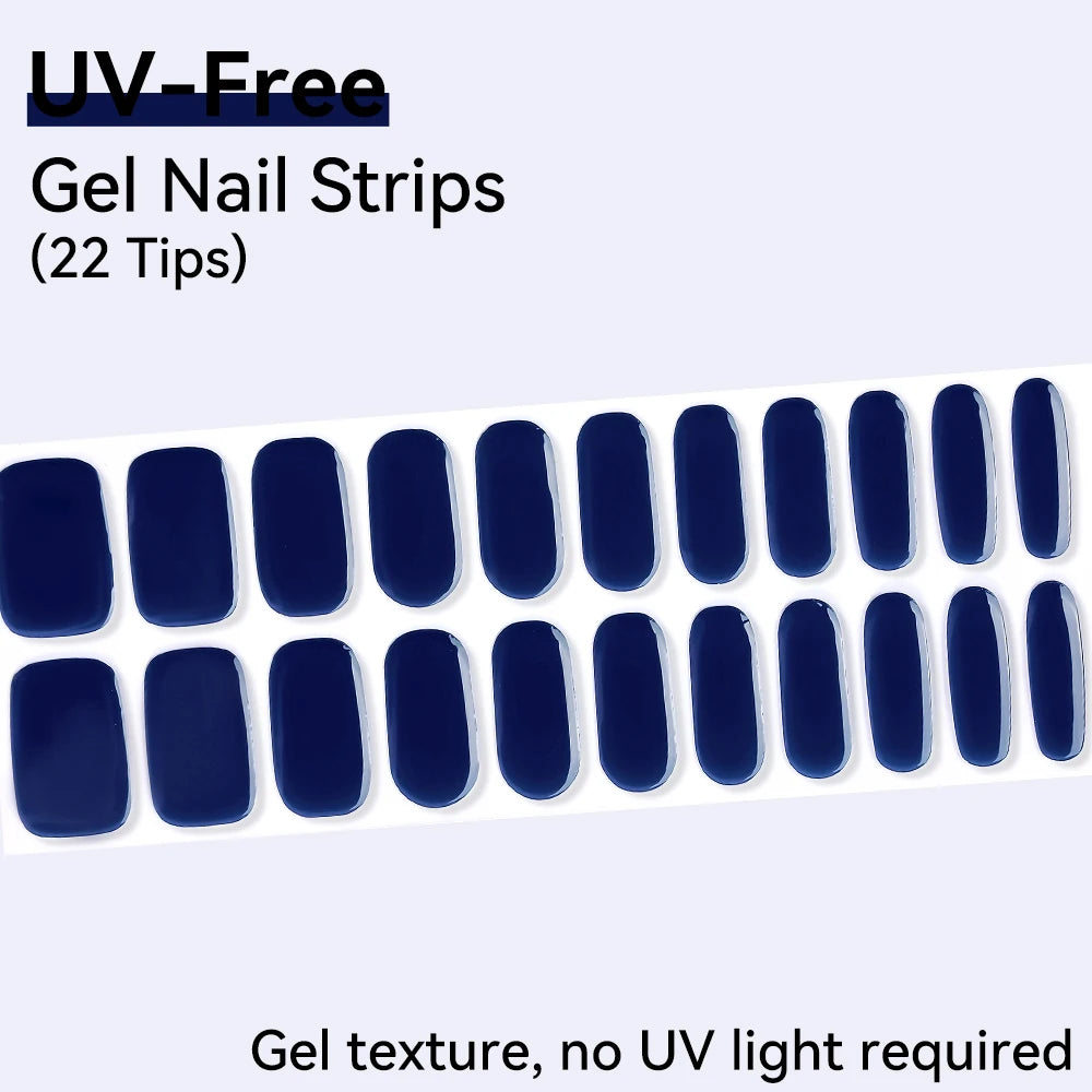UV Free Gel Nail Strips-22 tips French Ombre Cute Kitty Print Floral HEMA-Free & TPO-Free Press-on Nail Decal - No-Lamp Required