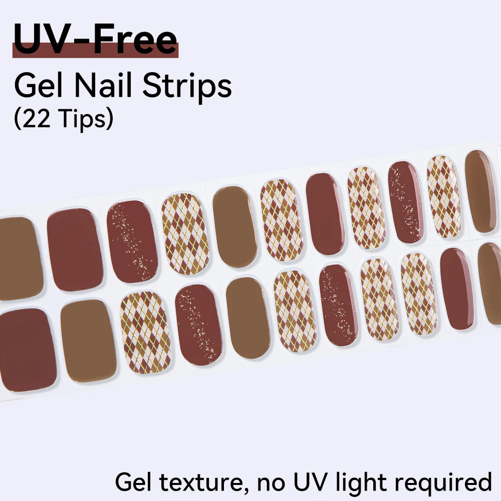 UV Free Gel Nail Strips-22 tips French Ombre Cute Kitty Print Floral HEMA-Free & TPO-Free Press-on Nail Decal - No-Lamp Required