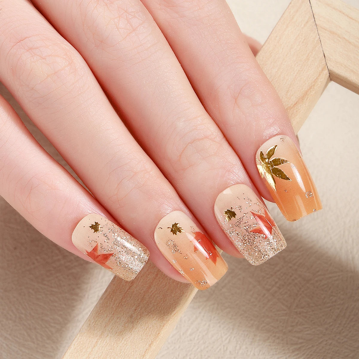 Shiny Floral Nail Stickers — Botanical Leaf & Bloom Full Cover Strips