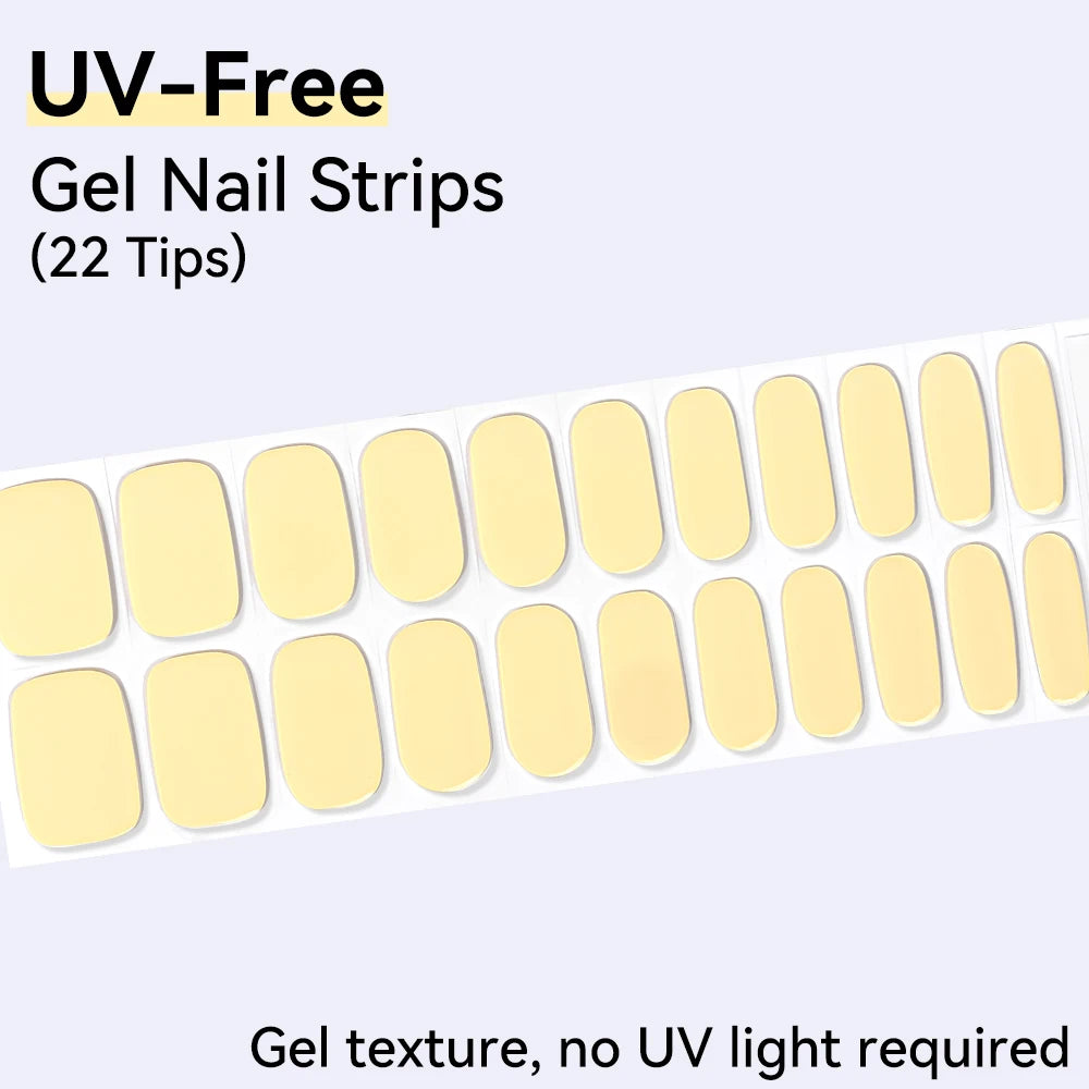 UV Free Gel Nail Strips-22 tips French Ombre Cute Kitty Print Floral HEMA-Free & TPO-Free Press-on Nail Decal - No-Lamp Required